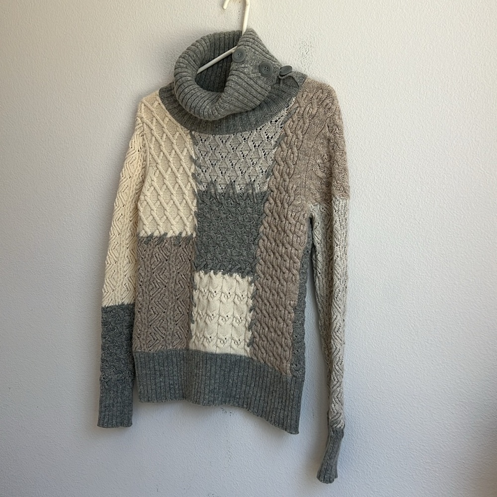 Sundance Lambswool Blend Patchwork Mixed Knit Cow… - image 6